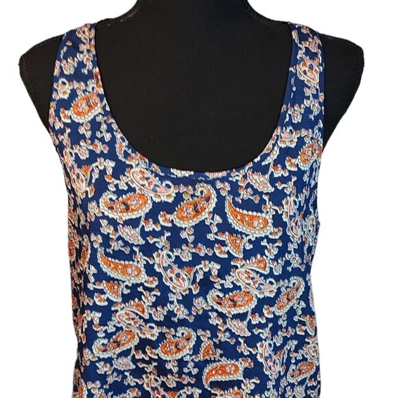 Forever 21 Blue Orange Paisley Print Tank Small - Picture 2 of 6